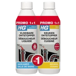 Ontstoppers|Ontstoppingsmiddelen > HG Vloeibare ontstopper 500 ml + Gratis Keukenontstopper 500 ml