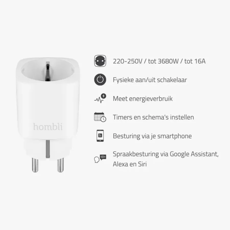 Stekkers|Smart Schakelmateriaal > Geen Hombli Slimme Stekker + Energiemeter 3-Pack