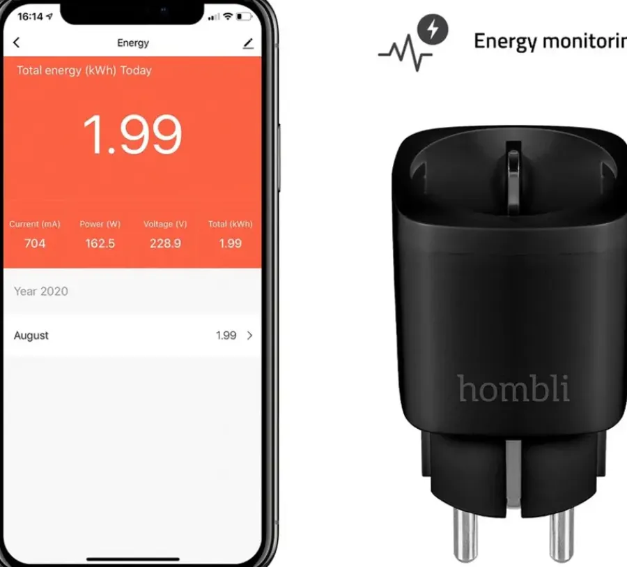 Stekkers|Smart Schakelmateriaal > Hombli Slim Stopcontact Zwart