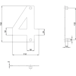 Huisnummers|Huisnummers > KARWEI Huiscijfer 4 Zwart RVS 15 x 10 cm