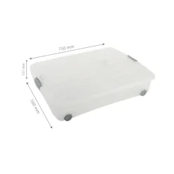 Iris Bedrollerbox click 50 liter transparant met grijze clips inclusief deksel