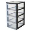 IRIS Design Chest ladekast - 4 half diepe lades - 4x 11L - Kunststof - Zwart/Transparant - Met Wielen