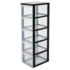 IRIS Design Chest ladesysteem - 5 diepe lades - Kunststof - Zwart/Transparant - Met wieltjes