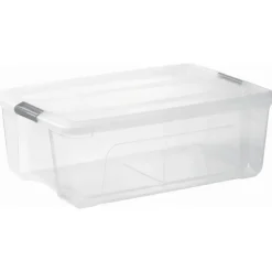 Iris opbergbox Click New Top box 30 liter transparant met grijze clips en deksel