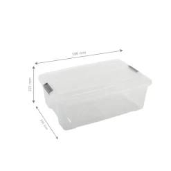 Iris opbergbox Click New Top box 30 liter transparant met grijze clips en deksel