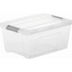 Iris opbergbox Click New Top box 15 liter transparant met grijze clips en deksel