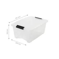 Iris opbergbox Click New Top box 15 liter transparant met grijze clips en deksel