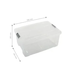 Iris opbergbox Click Topbox 45 liter transparant met grijze clips en deksel