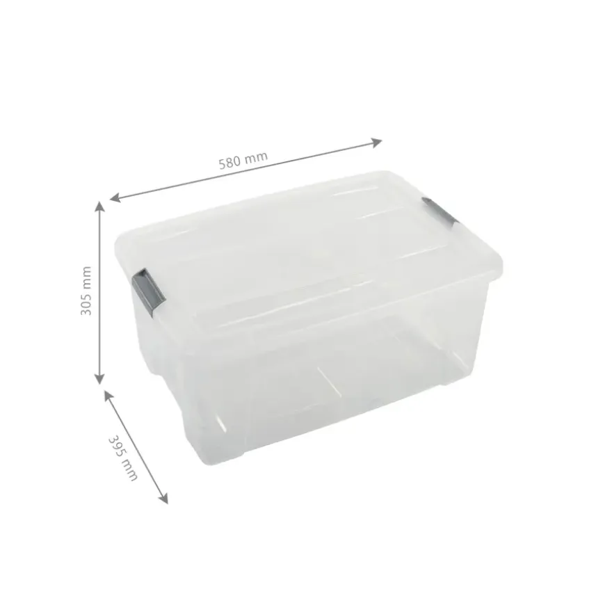 Iris opbergbox Click Topbox 45 liter transparant met grijze clips en deksel