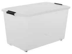 Iris Rollerbox opbergbox transparant kunststof met wieltjes 70 L