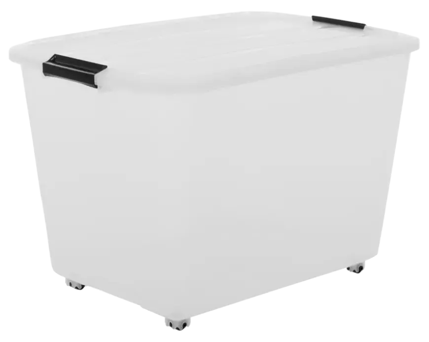 Iris Rollerbox opbergbox transparant kunststof met wieltjes 60 L