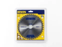 Zaagbladen > IRWIN cirkelzaagblad Ø190 mm. Inclusief reduceerringen waardoor geschikt voor asgat 16, 20 en 30 mm, vertanding 40T