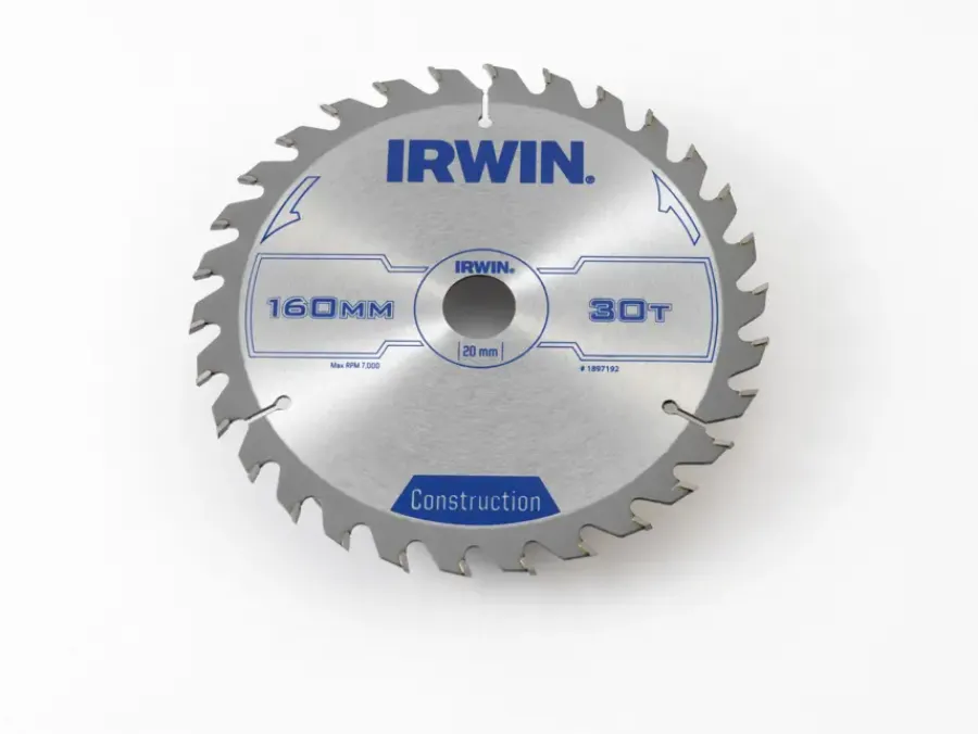 Zaagbladen > IRWIN cirkelzaagblad Ø160 mm met asgat 20mm, vertanding 30T