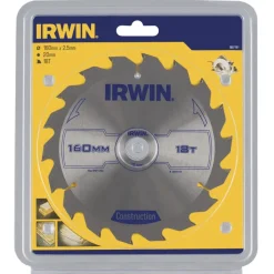 Zaagbladen > IRWIN cirkelzaagblad Ø160 mm met asgat 20mm, vertanding 18T