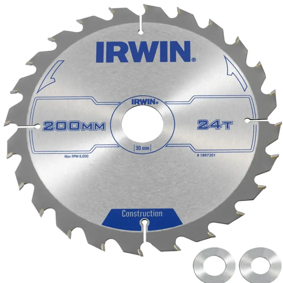 Zaagbladen > IRWIN cirkelzaagblad 200x30,20&16 mm 24t