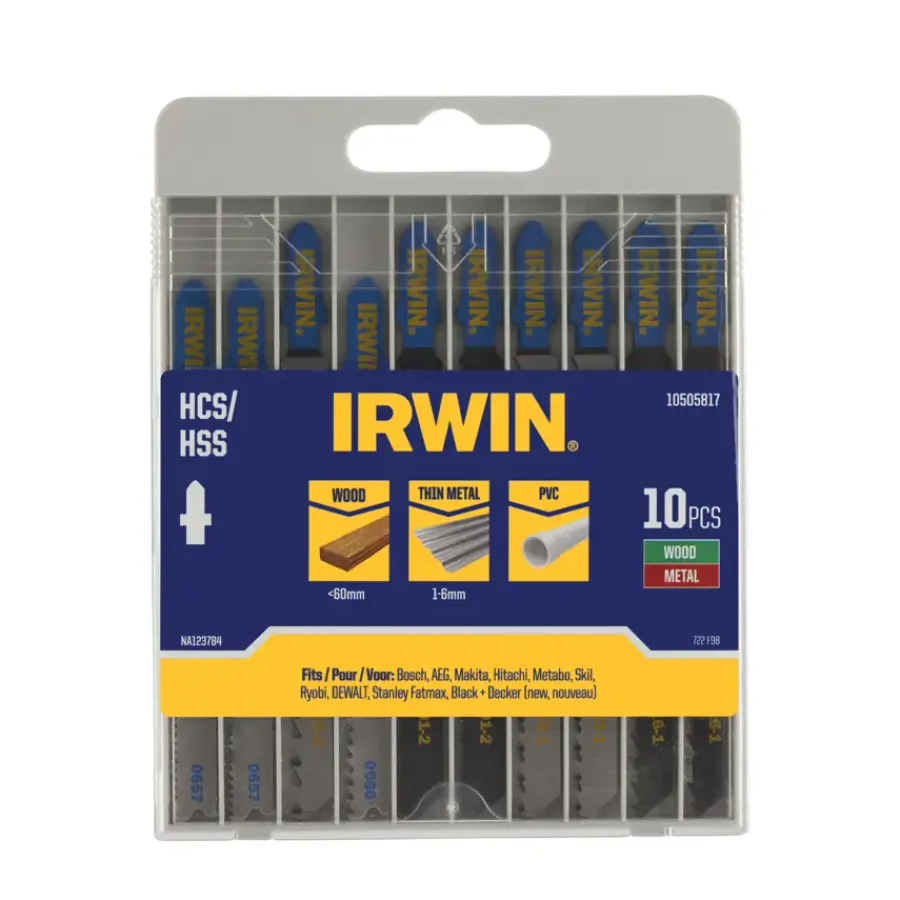 Zaagbladen > IRWIN decoupeerzaagbladenset T-aansluiting voor hout en metaal - 10-delig