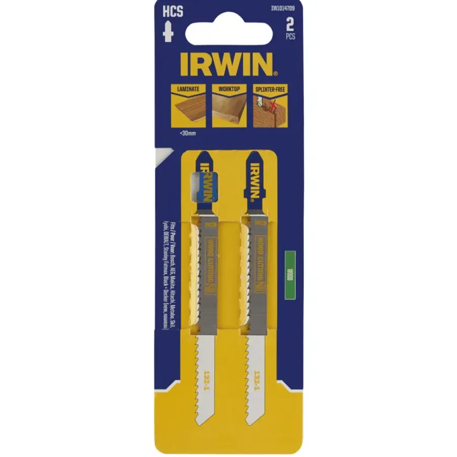 Zaagbladen > IRWIN decoupeerzaagblad T-aansluiting voor laminaat / spaanplaat - 2 stuks