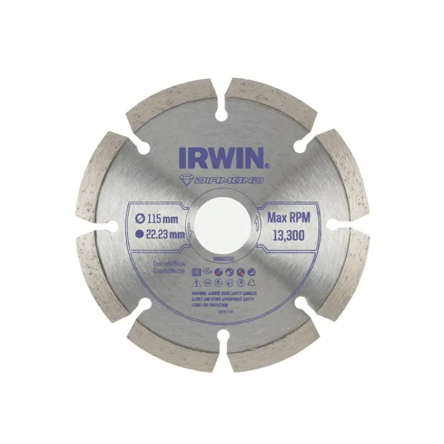 Slijpaccessoires > IRWIN diamantschijf voor haakse slijper Ø115 mm. Voor steen.