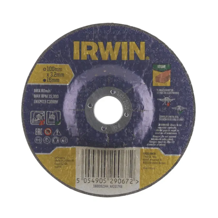 Slijpaccessoires > IRWIN doorslijpschijf Ø100 mm. Dikte 3 mm. Voor steen.