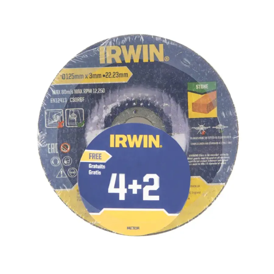 Slijpaccessoires > IRWIN haakse slijper doorslijpschijven voor steen - 6 stuks - Ø125 x 3 mm