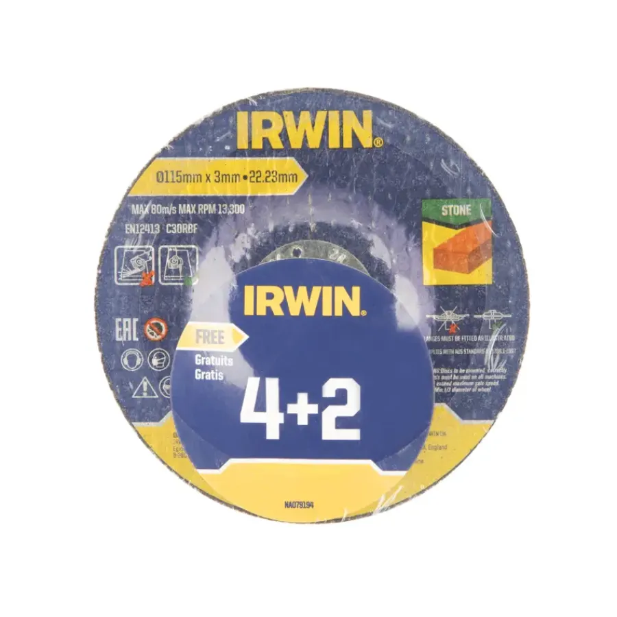 Slijpaccessoires > IRWIN haakse slijper doorslijpschijven voor steen - 6 stuks - Ø115 x 3 mm