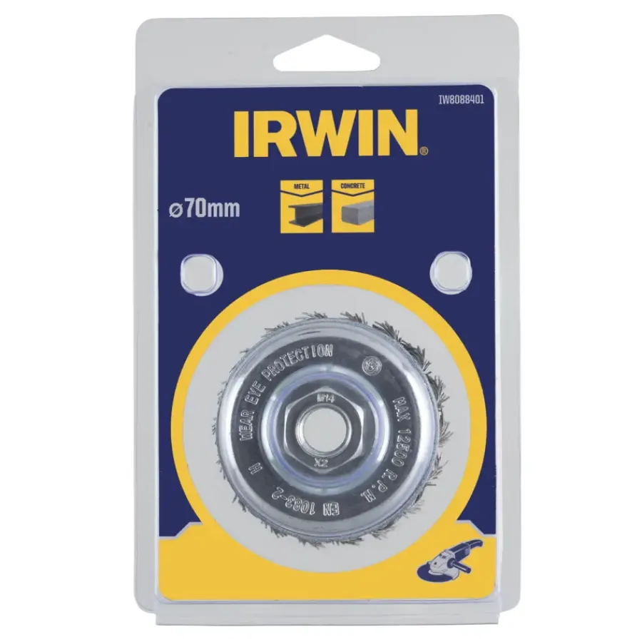 Slijpaccessoires > IRWIN komstaaldraadborstel 70mm tbv haakse slijper