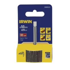 Schuuraccessoires > IRWIN lamellenschuurwiel voor (accu)boormachine. Ø50mm. Lengte 20 mm. Korrel 80.