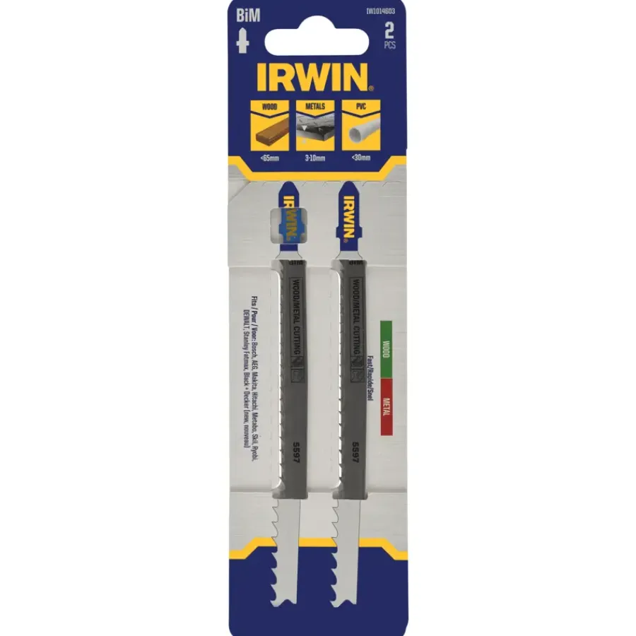 Zaagbladen > IRWIN Pro decoupeerzaagblad bi-metaal T-aansluiting voor hout en metaal - 2 stuks