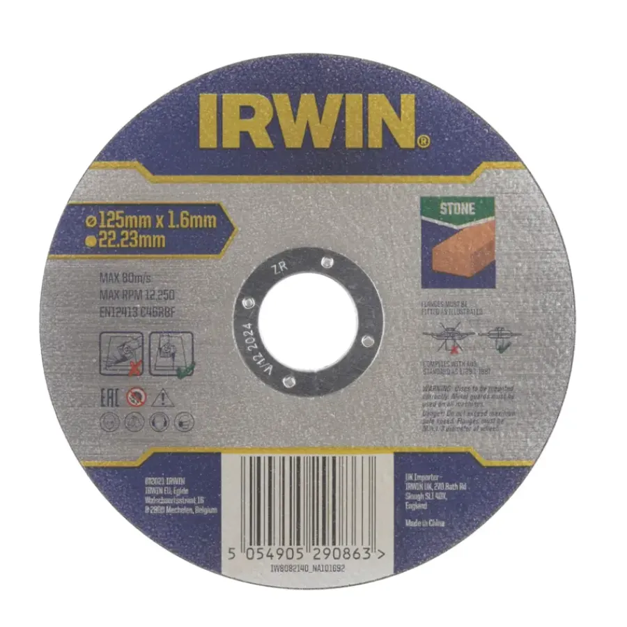 Slijpaccessoires > IRWIN Pro doorslijpschijf Ø125 mm. Dikte 1.6 mm. Voor steen.