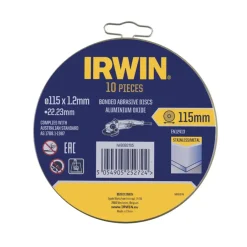 Slijpaccessoires > IRWIN Pro doorslijpschijven Ø115 mm. Dikte 1.2 mm. Voor metaal. 10 stuks in blik.