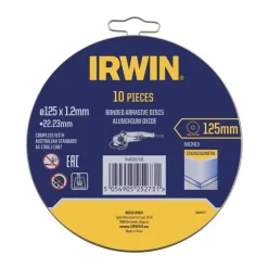 Slijpaccessoires > IRWIN Pro doorslijpschijven Ø125 mm. Dikte 1.2 mm. Voor metaal. 10 stuks in blik.