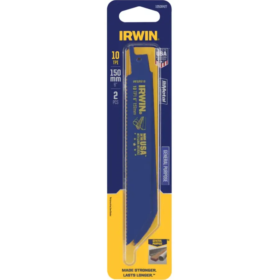 Zaagbladen > IRWIN reciprozaagblad vertanding 10T bi-metaal voor hout / metaal - 2 stuks - 150 mm