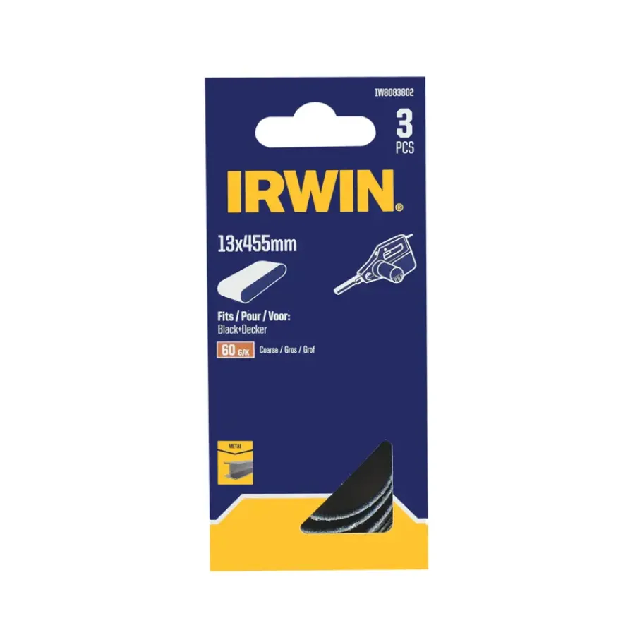 Schuuraccessoires > IRWIN schuurband 13 x 455 mm K60 heavy-duty, voor B+D Powerfile KA900, 3 stuks