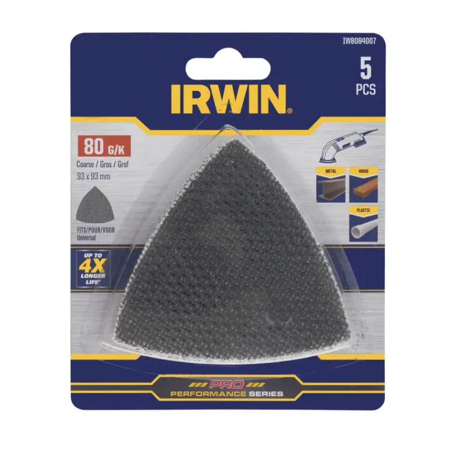 Schuuraccessoires > IRWIN schuurgaas driekhoek 95 x 95 mm zelklevend K80, 5 stuks