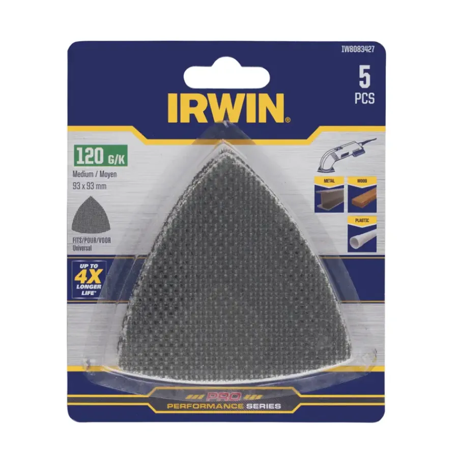 Schuuraccessoires > IRWIN schuurgaas driekhoek 95 x 95 mm zelfhechtend K120, 5 stuks