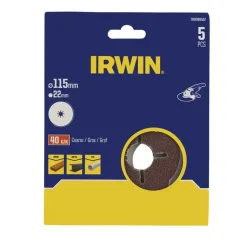 Schuuraccessoires > IRWIN schuurschijf voor haakse slijper Ø115 mm korrelgrootte K40 5 stuks