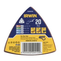 Schuuraccessoires > IRWIN schuurvel driekhoek 95 x 95 mm zelfhechtend K60/K120/K180/K320, 20 stuks