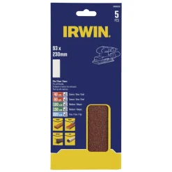Schuuraccessoires > IRWIN schuurvel 230 x 93 mm K40/K60/K100/K150/K220 voor klembevestiging, zonder perforatie, 5 stuks.