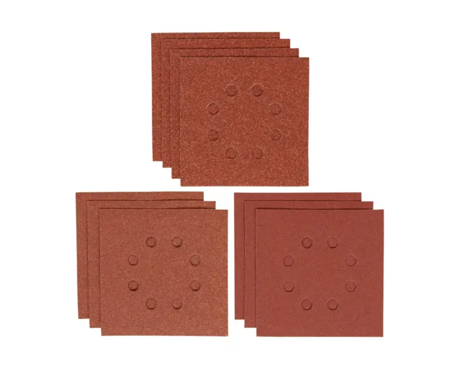 Schuuraccessoires > IRWIN schuurvel 115 x 115 mm K80/K120/K180 zelfhechtend, met perforatie, 10 stuks.