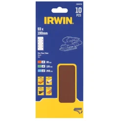 Schuuraccessoires > IRWIN schuurvel 190 x 93 mm K80/K120/K240 zelfhechtend, met perforatie voor Bosch, Skil, Gamma, Makita, Metabo, 10 stuks.