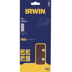 Schuuraccessoires > IRWIN schuurvel 190 x 93 mm K80 zelfhechtend, met perforatie voor Bosch, Skil, Gamma, Makita, Metabo, 5 stuks.