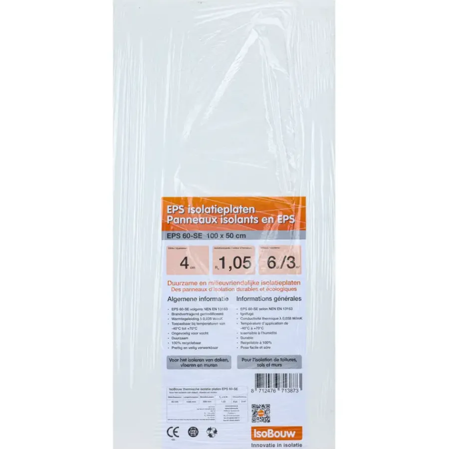 Dakisolatie|Isolatieplaten > IsoBouw isolatieplaat EPS 100x50x4cm 6st 3m²