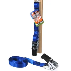 Aanhanger Accessoires > Jumbo spanband blauw 25mm met rubbern ratel voor extra grip 500 cm