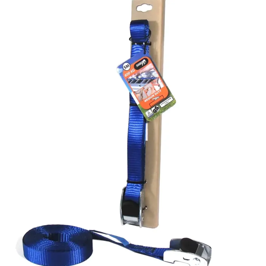 Aanhanger Accessoires > Jumbo spanband blauw 25 mm met rubberen gesp voor extra grip 500 cm