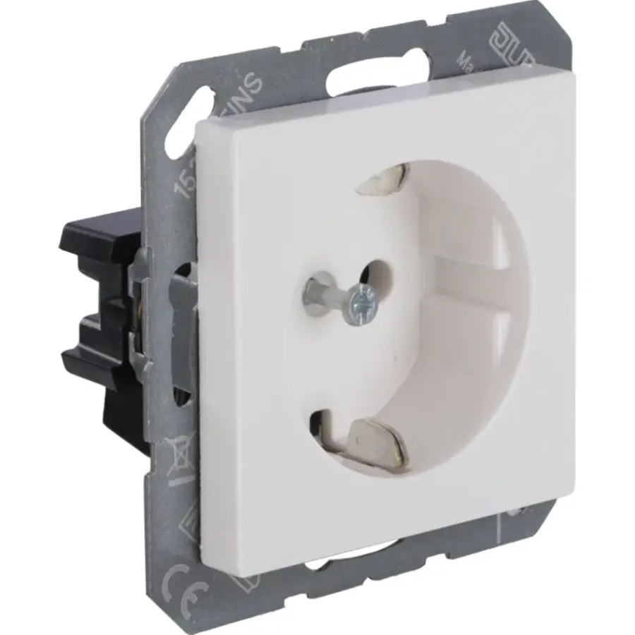 Inbouw Schakelmateriaal|Stopcontacten & Overige Contactdozen > JUNG AS500 Enkel Geaard Stopcontact Wit