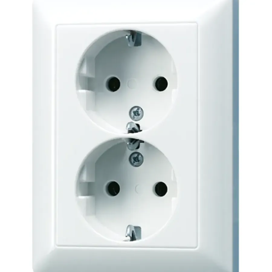 Inbouw Schakelmateriaal|Stopcontacten & Overige Contactdozen > JUNG AS500 Inbouw Dubbel Geaard Stopcontact Wit