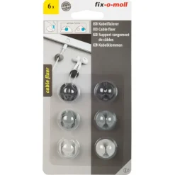 Kabelklemmen > Fix-o-moll Kabelhouders zelfklevend 3 kleuren 19x10mm 6 stuks