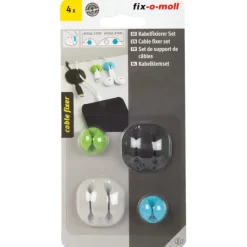 Kabelklemmen > Fix-o-moll Kabelhouders zelfklevend 4 kleuren - 4 stuks