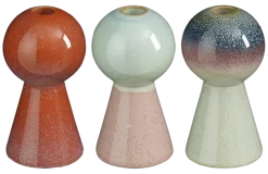 Kandelaar oranje l.groen blauw - h15xd8,5cm - per stuk