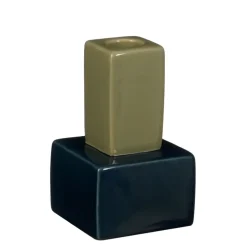 Kandelaar Theo-Bert Pot blauw olijfgroen 8 x 8 x 12 cm